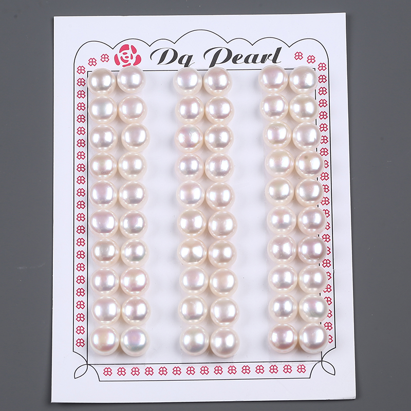 Cultured Freshwater Pearl Button Shape Pearl for Stud Earring