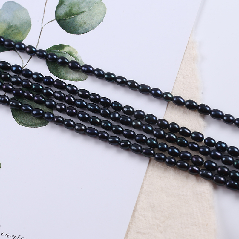 Black Pearl Natural Rice Pearl Strand for Jewelry