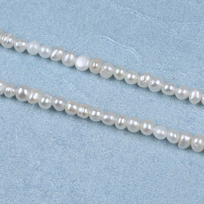 3-4mm Low Price Natural Cultured Potato Pearl Strand for DIY Making