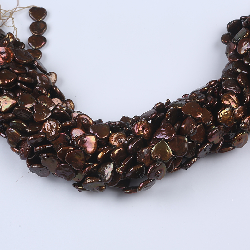 Bronze Color Heart Shape Freshwater Irregular Pearl Strand for Neklcace Jewelry