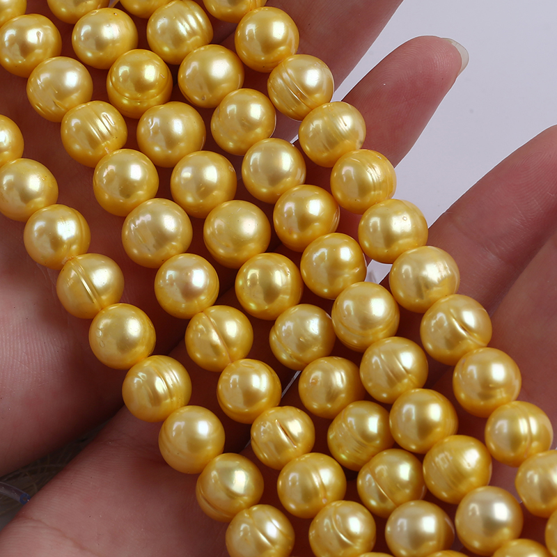 10-11mm Gold Color Potato Pearl Strand For Jewelry Design