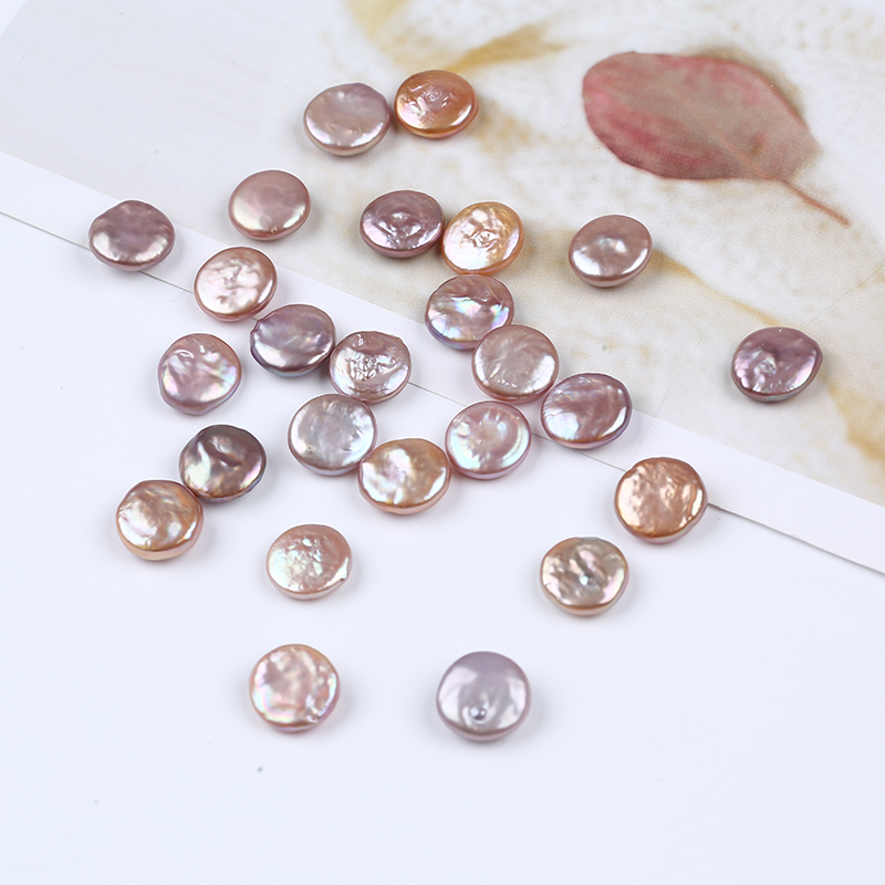 12-13mm No Hole Purple Color Freshwater Coin Pearl for DIY