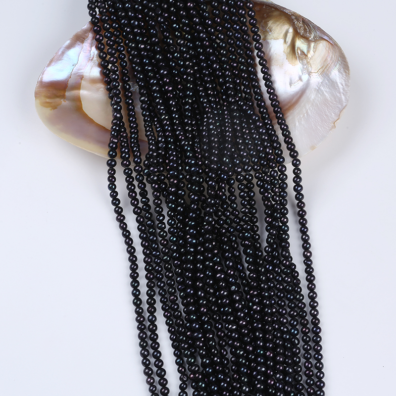 Classic Balck Color Near Round Pearl Strand for Jewelry Making