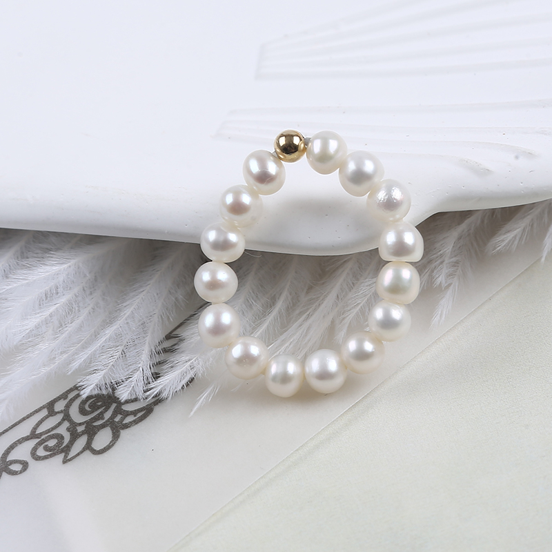 Fashion And Simple Elastic Adjustable Small Size Potato Pearl Ring for Women