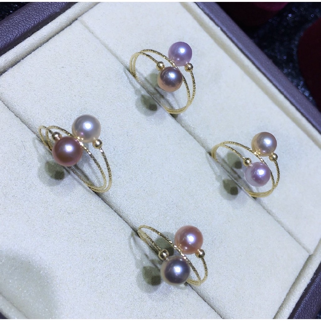 Freshwater Pearl Round Shape Ring 18K Gold Accessroies for Women