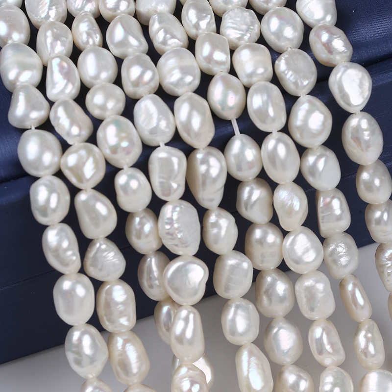 Straight Drilled Natural White Color Baroque Pearl for Triple Necklace