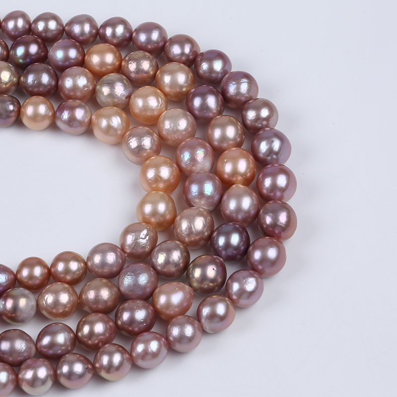 11-14mm Pink Purple Round Edison Pearl Strand for Charm Necklace