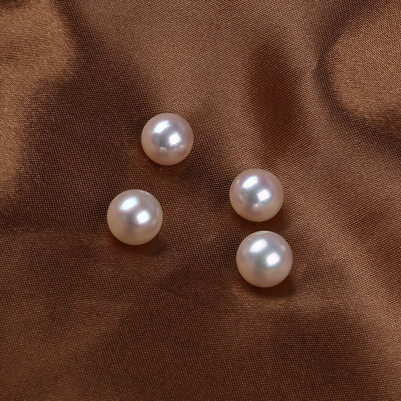 9-9.5mm Half Drilled Strong Light Akoya Sea Water Pearl for Stud Earrings 