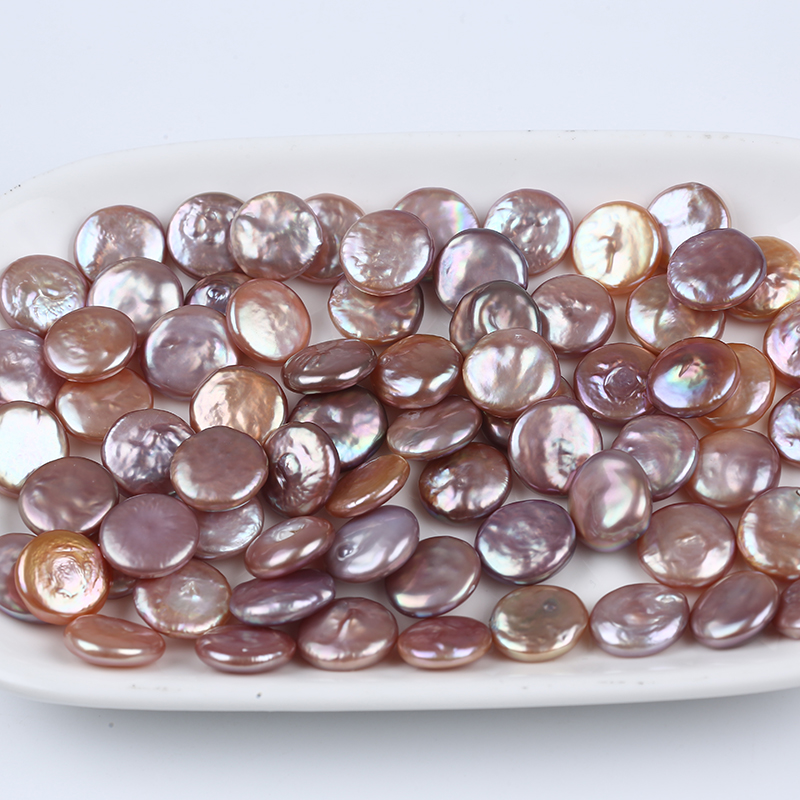 12-13mm No Hole Purple Color Freshwater Coin Pearl for DIY