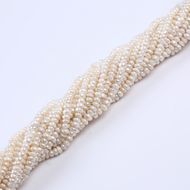 6-7mm Natural White Central Drilled Button Pearl Strand for Jewelry Design