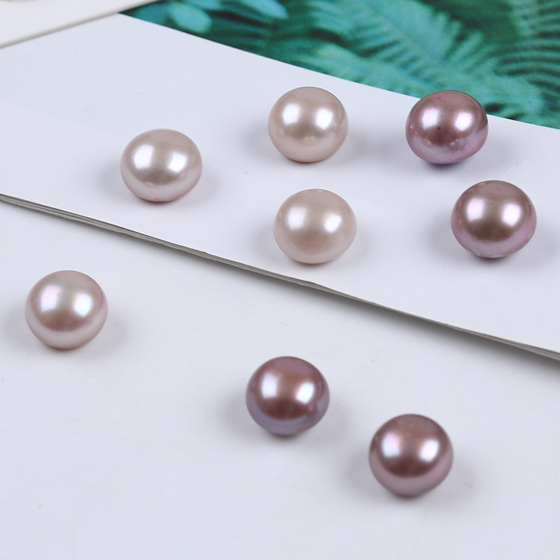 11-12mm Dyed Purple Color Button Pearl for Earrings Stud