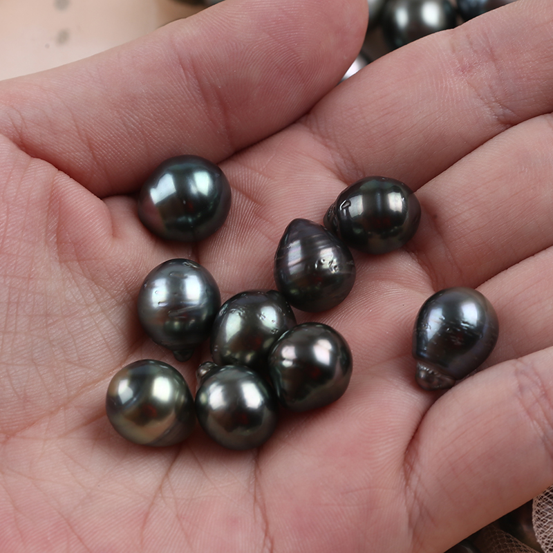 10-12mm Natural Black Tahiti Sea Water Pearl Pairs for Earring