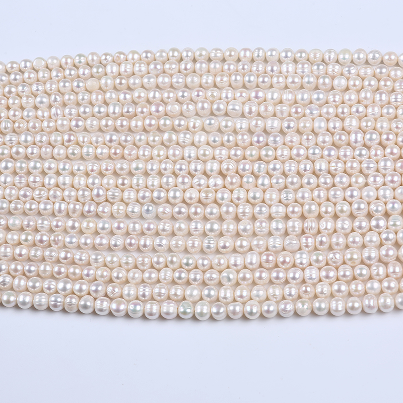 7-8mm Cultured White Color Potato Pearl for Double Necklaces