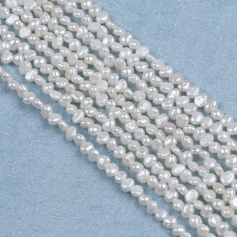 3.5-4mm Small Size Tiny Baroque Pearl Strand For White Necklace