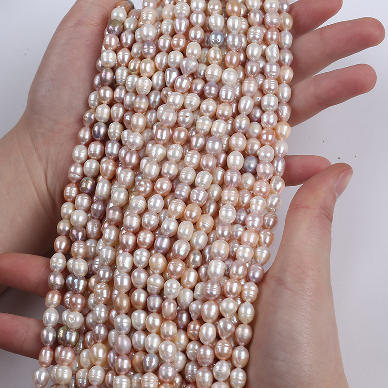 6-7mm Freshwater Beads Multi Color Rice Pearl for Necklace