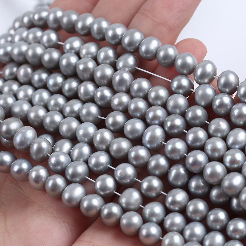 6.5-7mm Standard Size Grey Color Near Round Pearl Stand for Fashion Jewelry