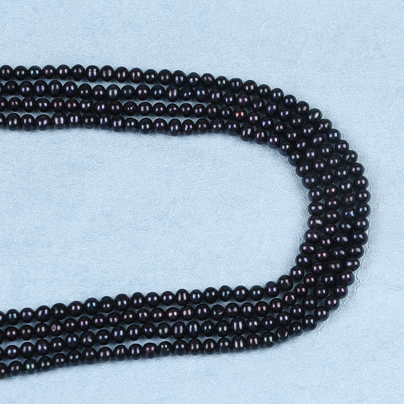 Classic Balck Color Near Round Pearl Strand for Jewelry Making