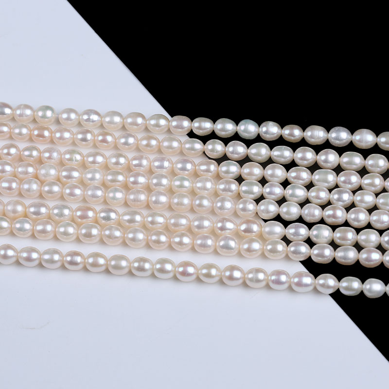 6-6.5mm High Quality Natural White Rice Pearl Strand for Necklace
