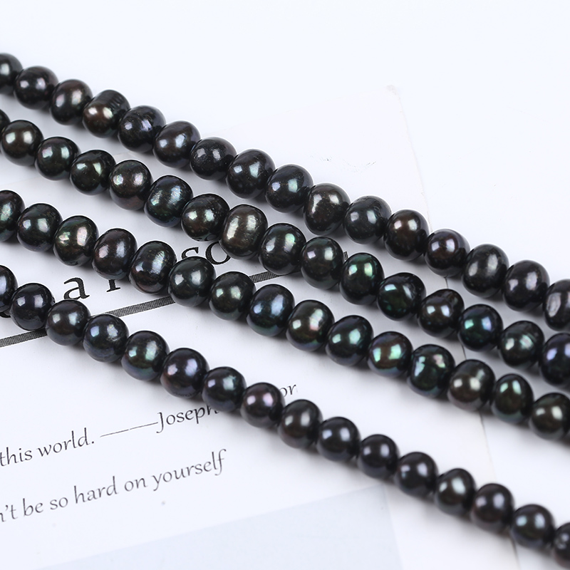 8-9mm Black Color Freshwater Potato Pearl for Necklace