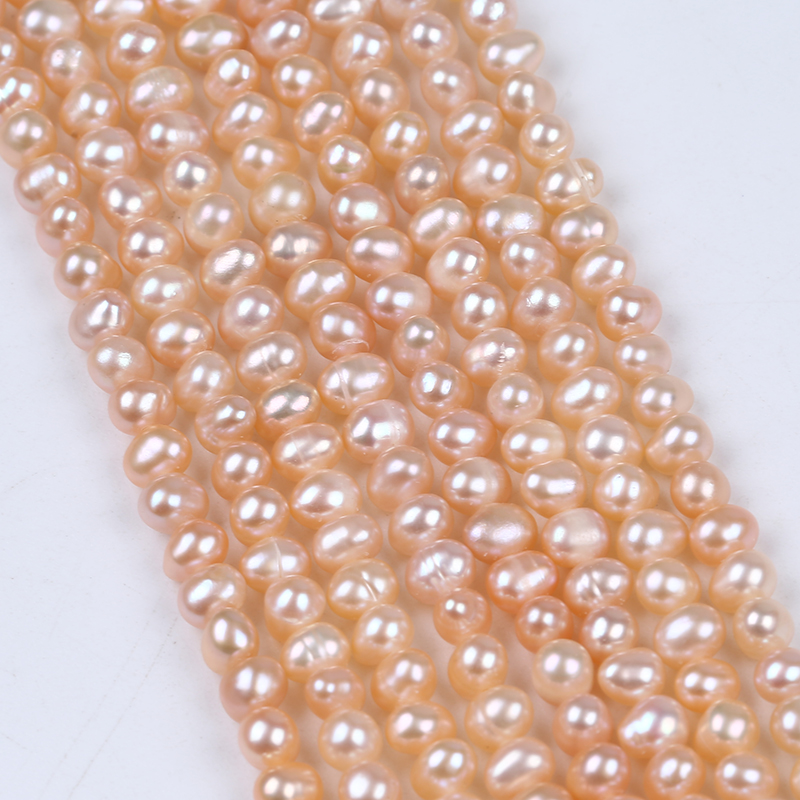 4-5mm Natural Pink Potato Pearl Strand for Lady Necklace