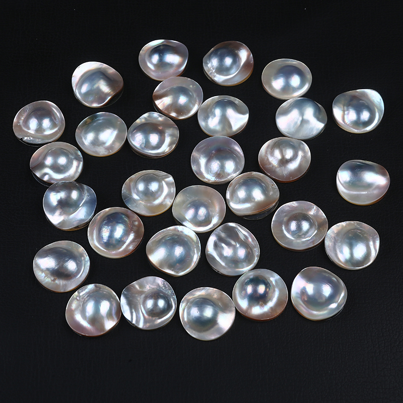 Natural Round Shape No Hole Mabe Shell DIY Beads for Pendant 