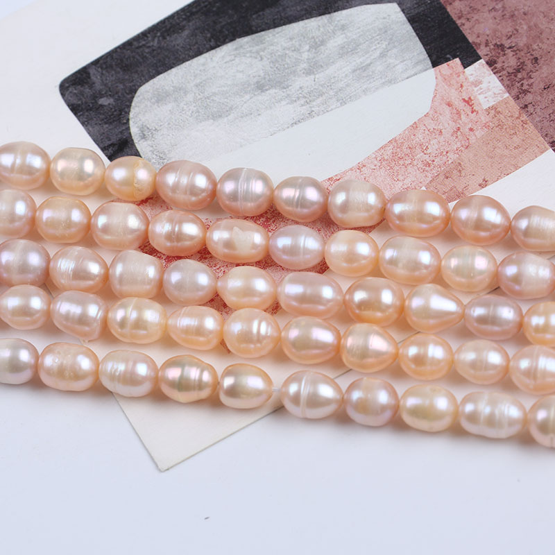 Zhuji Pearl Wholesale 9-10mm Natural Rice Pearl for Necklace